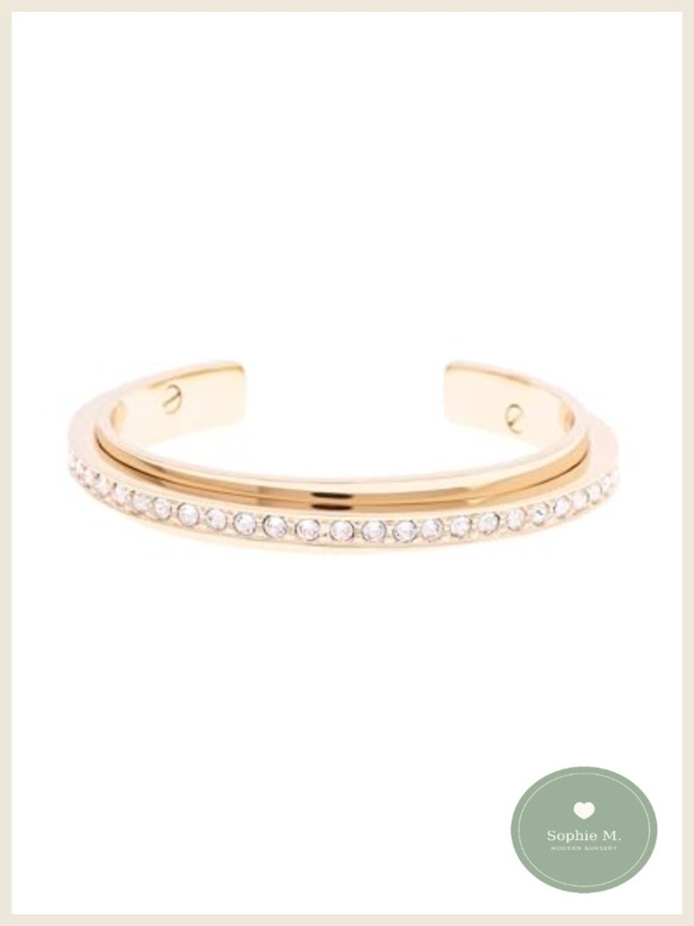 Crystal Diagonal Cuff Bracelet Gold-Tone Plated Brass Women's Jewelry